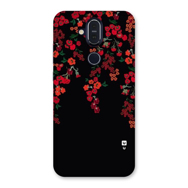 Red Floral Pattern Back Case for Nokia 8.1
