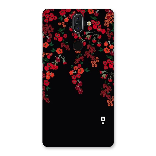 Red Floral Pattern Back Case for Nokia 8 Sirocco