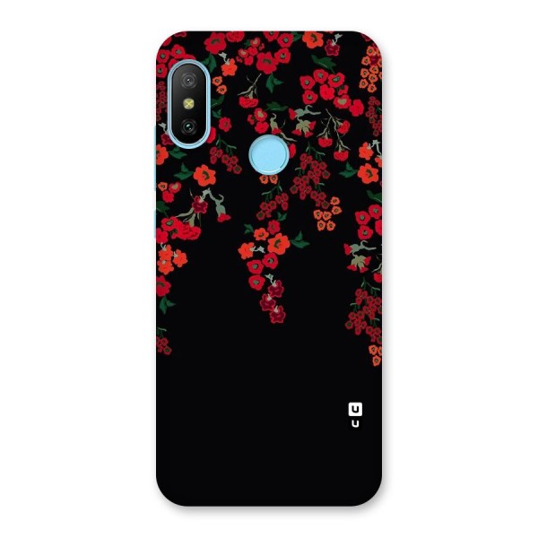 Red Floral Pattern Back Case for Redmi 6 Pro