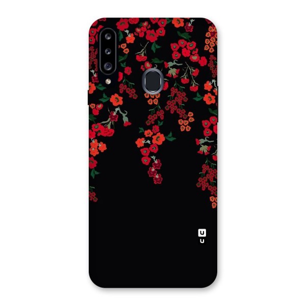 Red Floral Pattern Back Case for Samsung Galaxy A20s