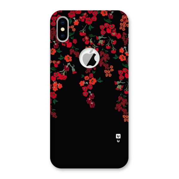 Red Floral Pattern Back Case for iPhone XS Logo Cut
