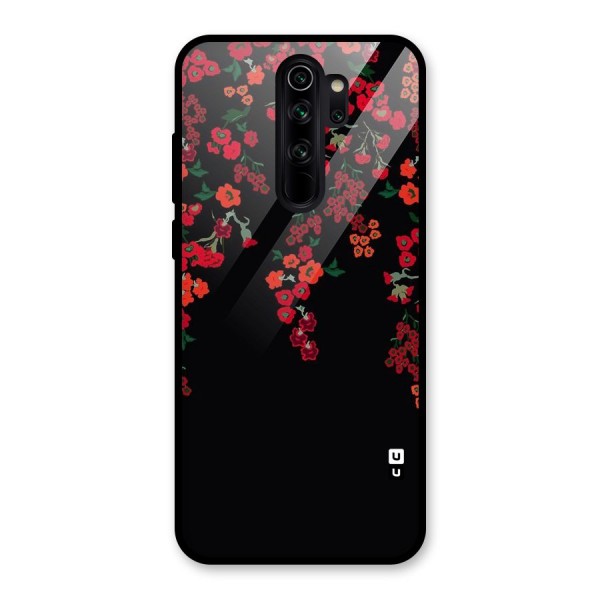 Red Floral Pattern Glass Back Case for Redmi Note 8 Pro