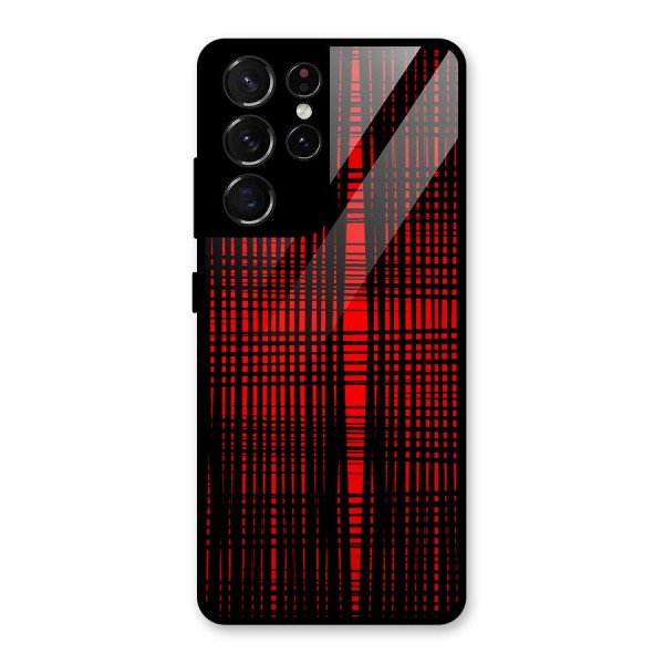 Red Net Design Glass Back Case for Galaxy S21 Ultra 5G