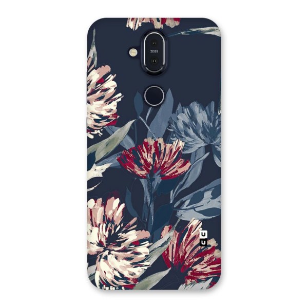 Red Rugged Floral Pattern Back Case for Nokia 8.1