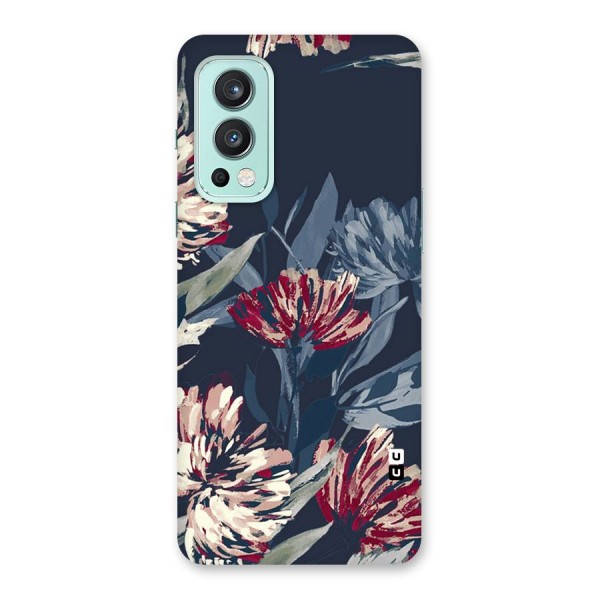 Red Rugged Floral Pattern Back Case for OnePlus Nord 2 5G