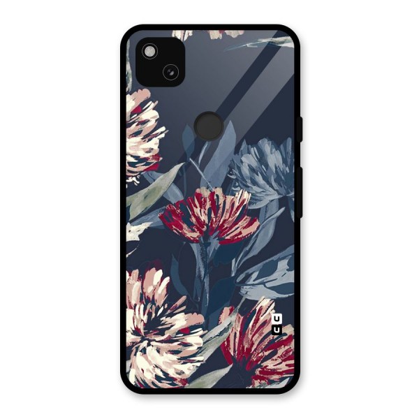 Red Rugged Floral Pattern Glass Back Case for Google Pixel 4a