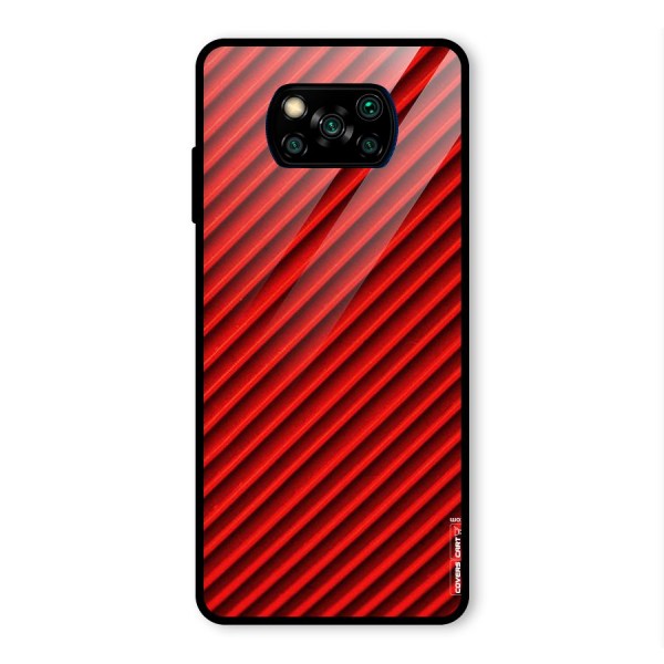 Red Rugged Stripes Glass Back Case for Poco X3 Pro