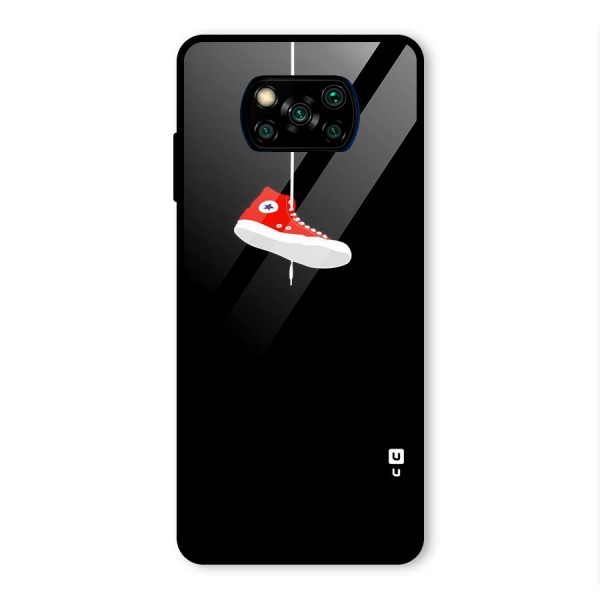 Red Shoe Hanging Glass Back Case for Poco X3 Pro