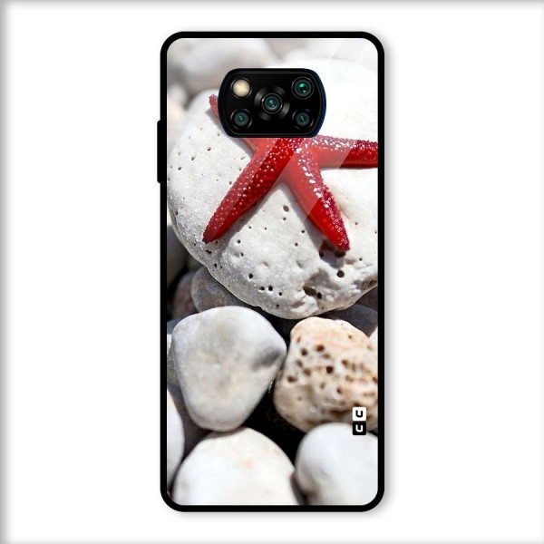 Red Star Fish Glass Back Case for Poco X3