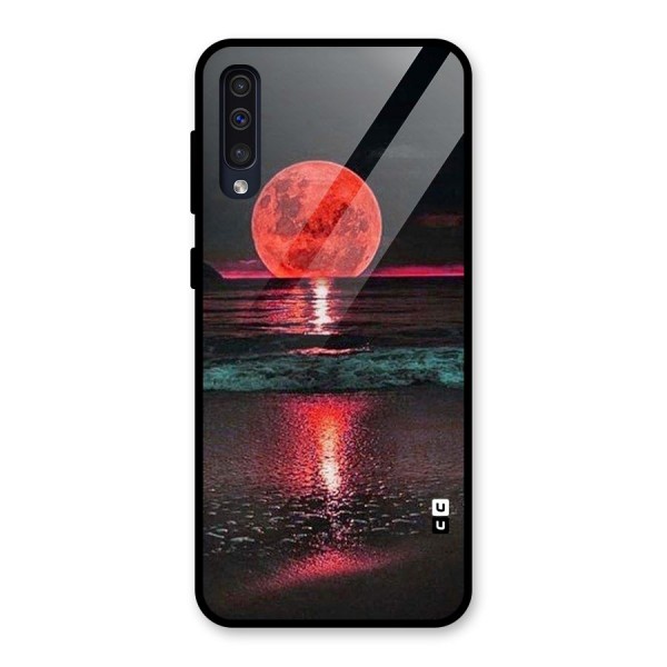 Red Sun Ocean Glass Back Case for Galaxy A50