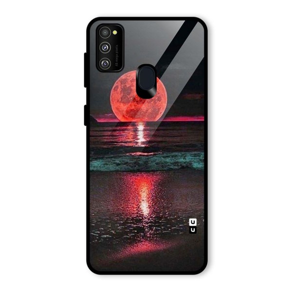 Red Sun Ocean Glass Back Case for Galaxy M21