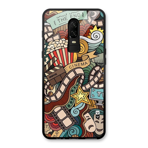 Retro Doodle Art Glass Back Case for OnePlus 6
