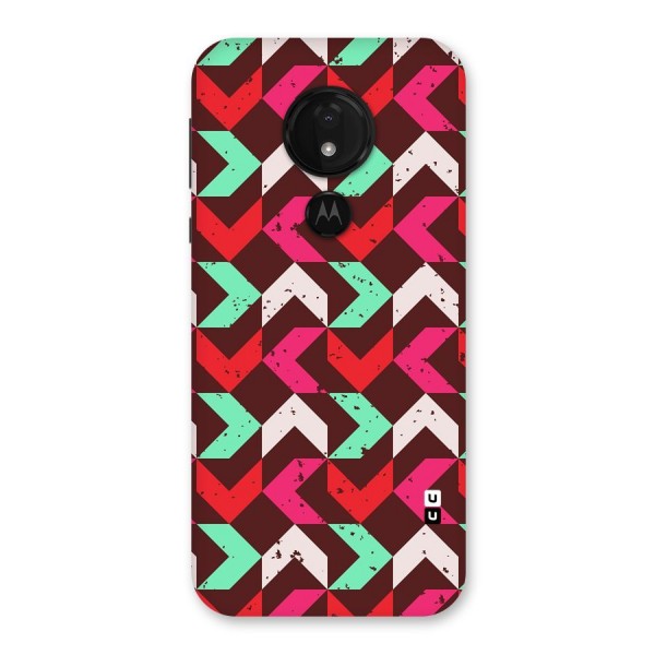Retro Red Pink Pattern Back Case for Moto G7 Power