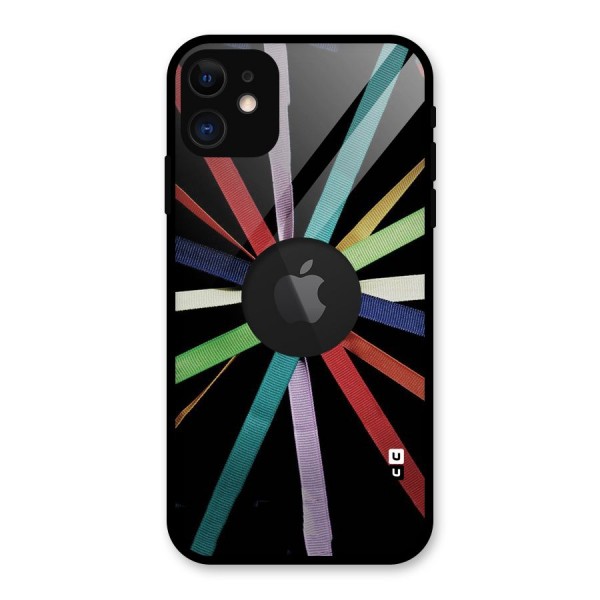 Ribbon Design Glass Back Case for iPhone 11 Logo Cut