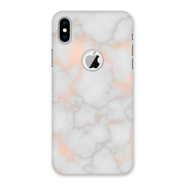 RoseGold Marble Back Case for iPhone XS Logo Cut