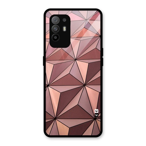 Rosegold Abstract Shapes Glass Back Case for Oppo F19 Pro Plus 5G
