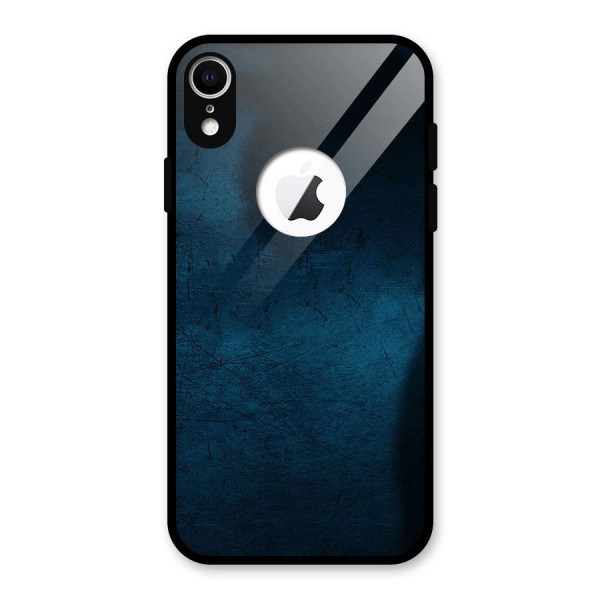 Royal Blue Glass Back Case for iPhone XR Logo Cut