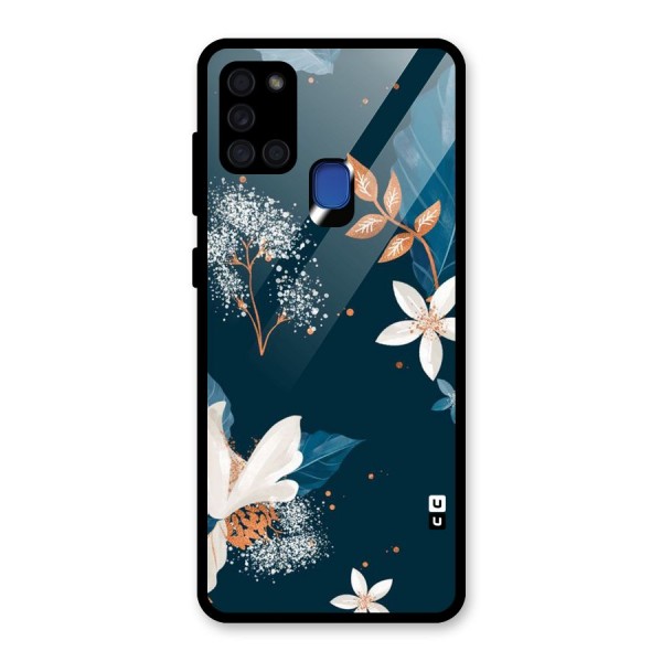 Royal Floral Glass Back Case for Galaxy A21s
