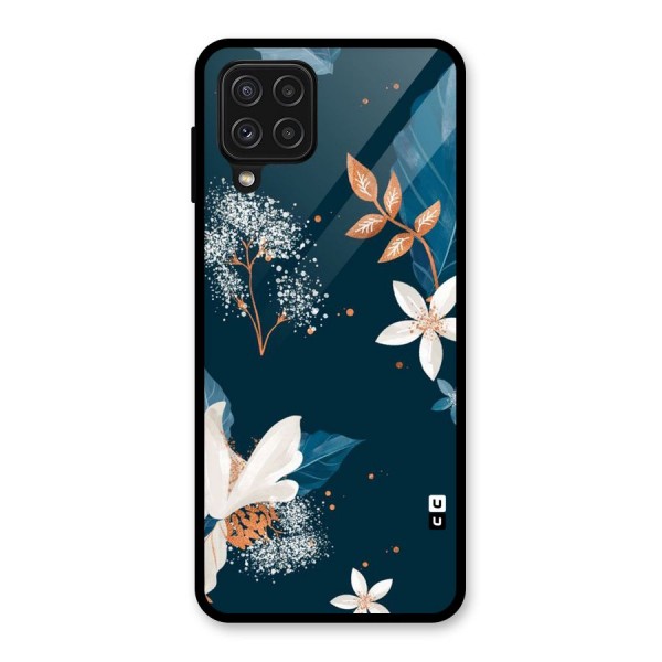 Royal Floral Glass Back Case for Galaxy A22 4G