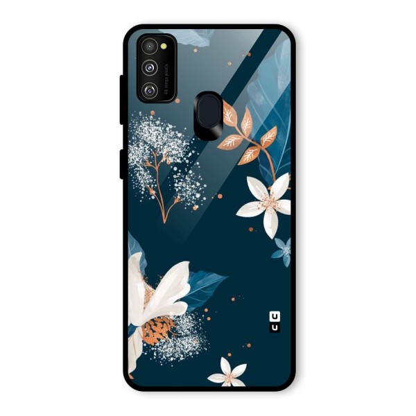 Royal Floral Glass Back Case for Galaxy M21