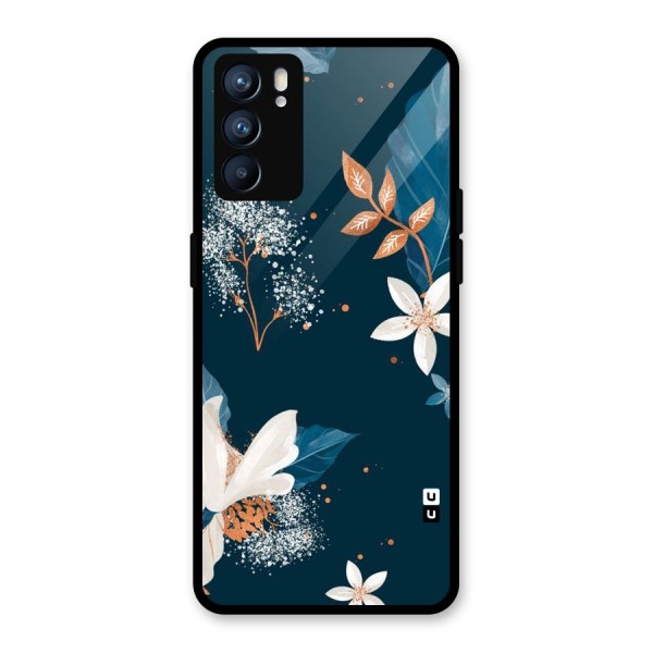 Royal Floral Glass Back Case for Oppo Reno6 5G