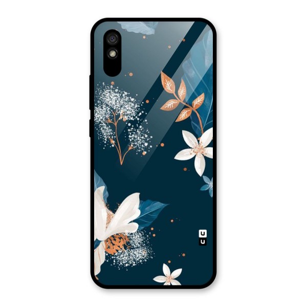 Royal Floral Glass Back Case for Redmi 9A