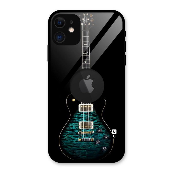 Royal Green Guitar Glass Back Case for iPhone 11 Logo Cut