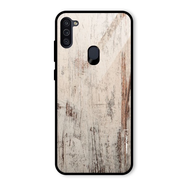 Rugged Wooden Texture Glass Back Case for Galaxy M11