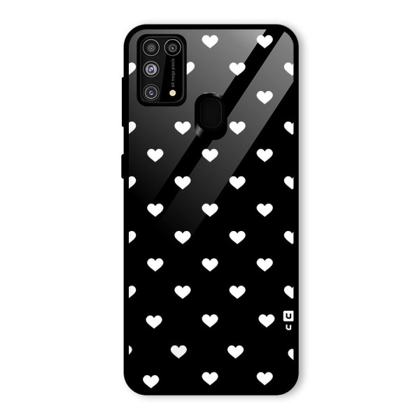 Seamless Hearts Pattern Glass Back Case for Galaxy M31