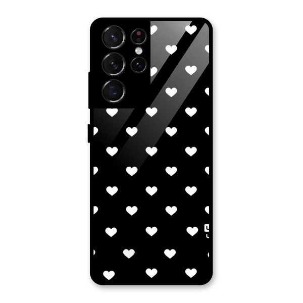 Seamless Hearts Pattern Glass Back Case for Galaxy S21 Ultra 5G