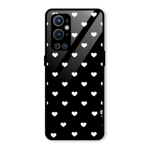 Seamless Hearts Pattern Glass Back Case for OnePlus 9 Pro