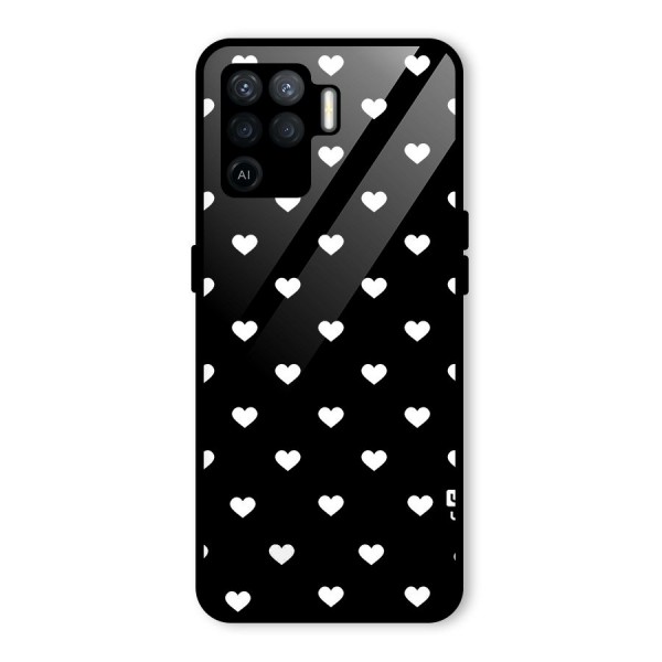 Seamless Hearts Pattern Glass Back Case for Oppo F19 Pro
