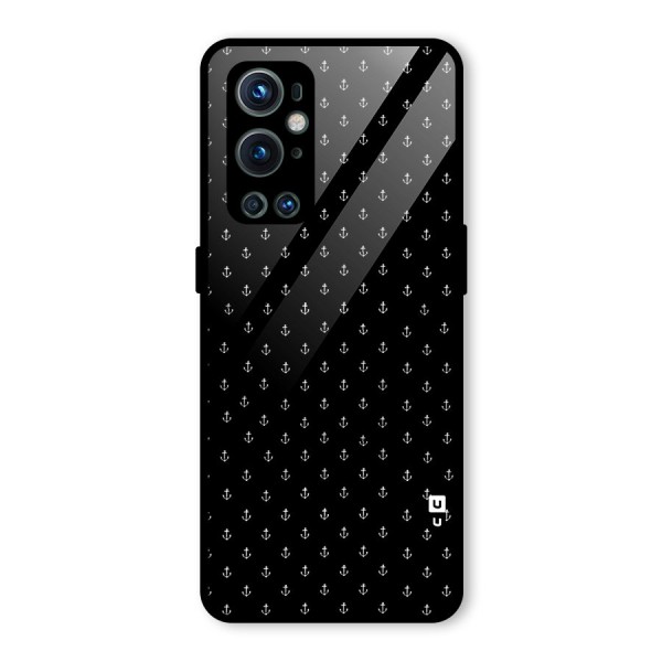 Seamless Small Anchors Pattern Glass Back Case for OnePlus 9 Pro