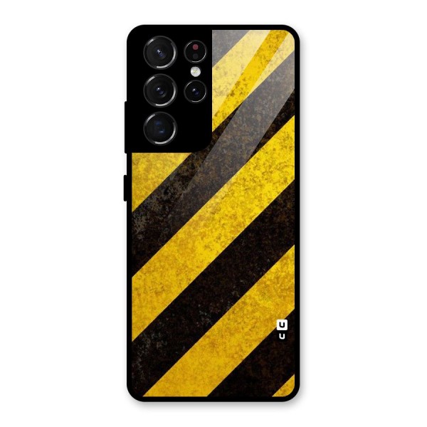 Shaded Yellow Stripes Glass Back Case for Galaxy S21 Ultra 5G