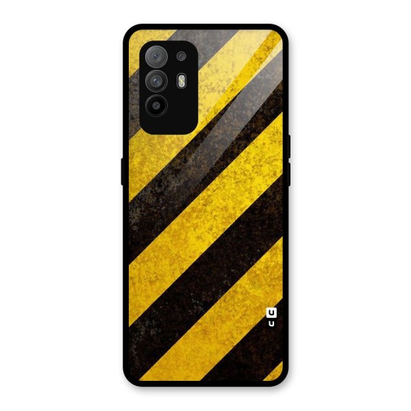 Shaded Yellow Stripes Glass Back Case for Oppo F19 Pro Plus 5G