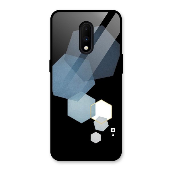 Shades Of Blue Shapes Glass Back Case for OnePlus 7