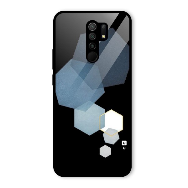 Shades Of Blue Shapes Glass Back Case for Redmi 9 Prime