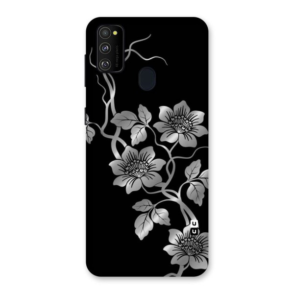 Silver Grey Flowers Back Case for Galaxy M21
