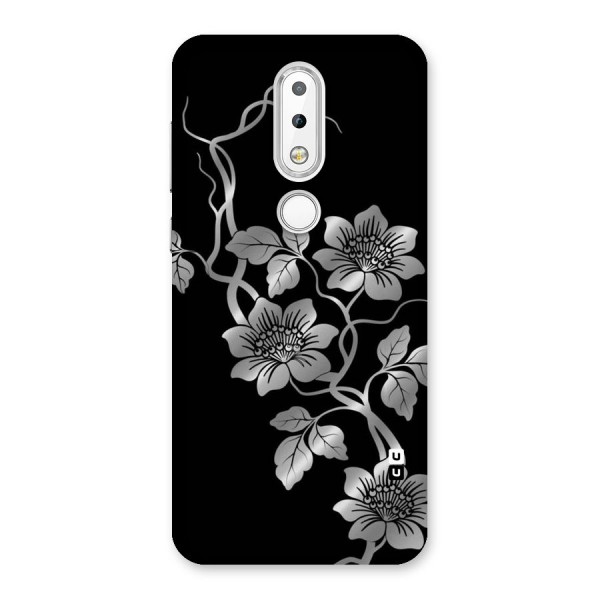 Silver Grey Flowers Back Case for Nokia 6.1 Plus