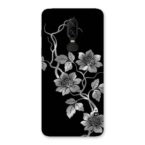 Silver Grey Flowers Back Case for OnePlus 6