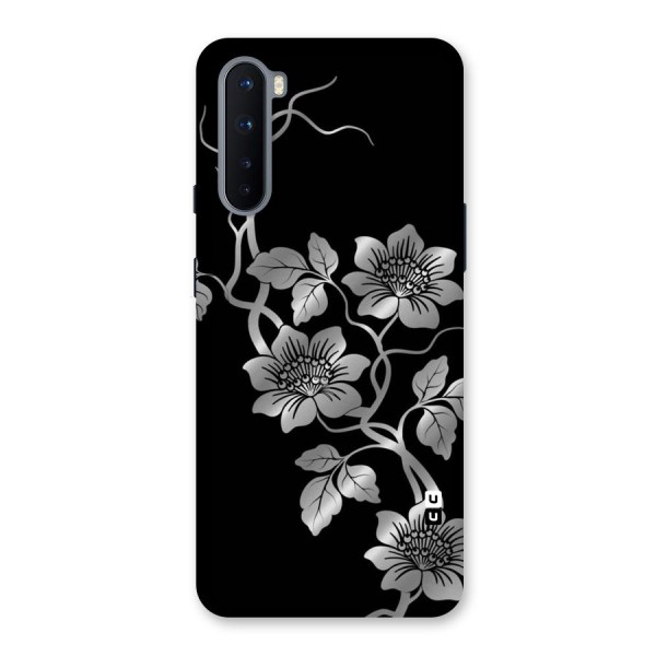 Silver Grey Flowers Back Case for OnePlus Nord