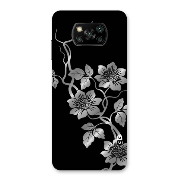 Silver Grey Flowers Back Case for Poco X3