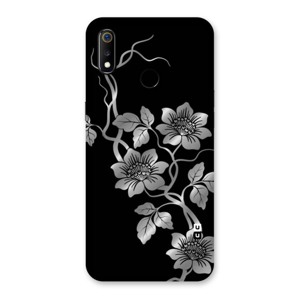 Silver Grey Flowers Back Case for Realme 3