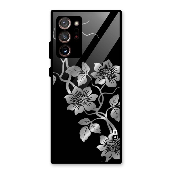 Silver Grey Flowers Glass Back Case for Galaxy Note 20 Ultra