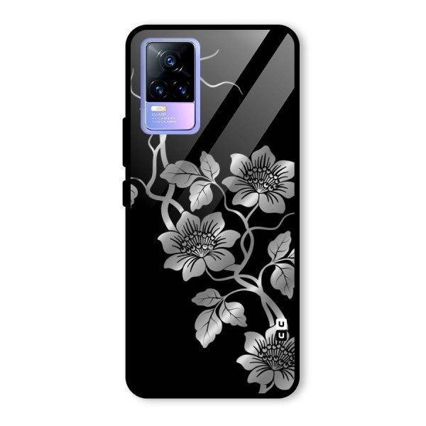 Silver Grey Flowers Glass Back Case for Vivo Y73