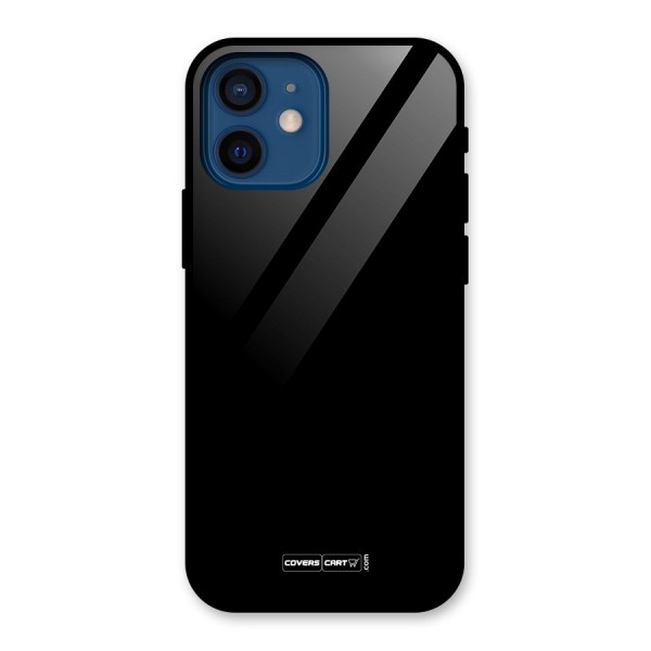 Simple Black Glass Back Case for iPhone 12 Mini