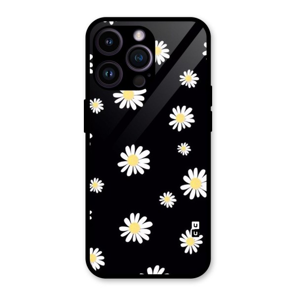 Simple Sunflowers Pattern Glass Back Case for iPhone 14 Pro Max