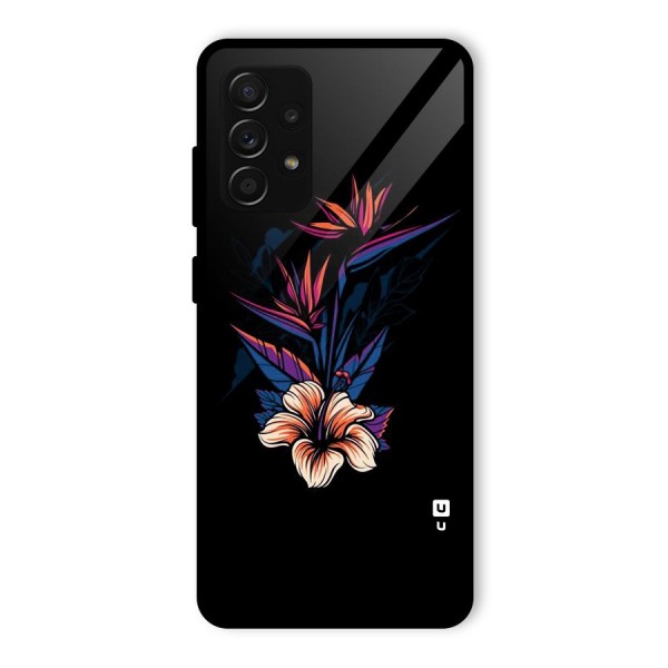 Single Painted Flower Glass Back Case for Galaxy A53 5G