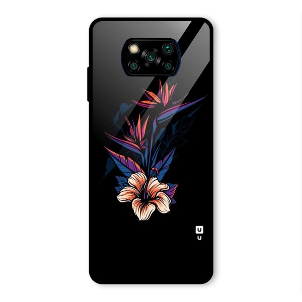 Single Painted Flower Glass Back Case for Poco X3 Pro