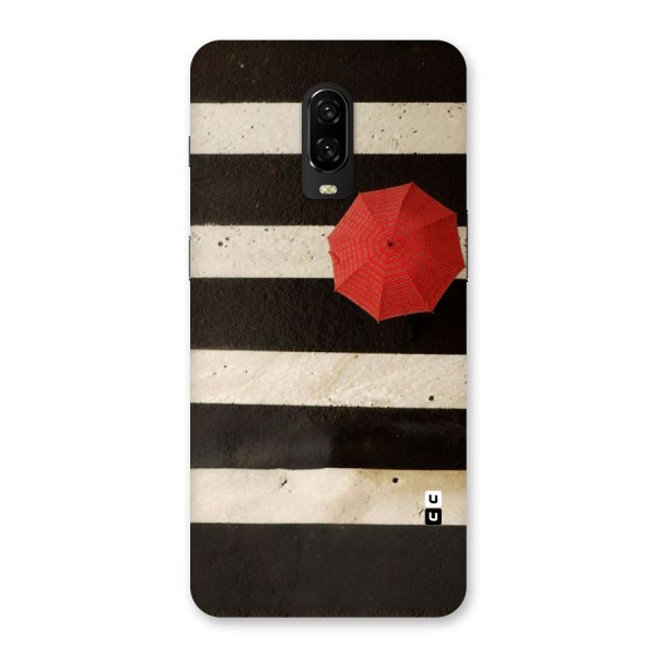 Single Red Umbrella Stripes Back Case for OnePlus 6T
